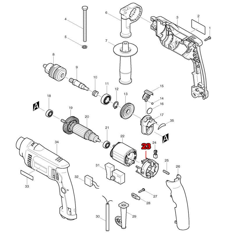 Makita Drill Hp1640 - Bürstenhalter ersetzen für Makita HP 1620