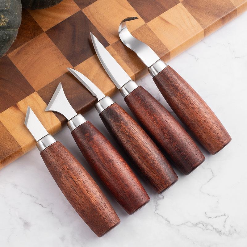 Chisel Set Wood - 5-teiliges Holzschnitz-Meißel-Set - Professionelle Holzbearbeitungs-Schneidwerkzeuge für