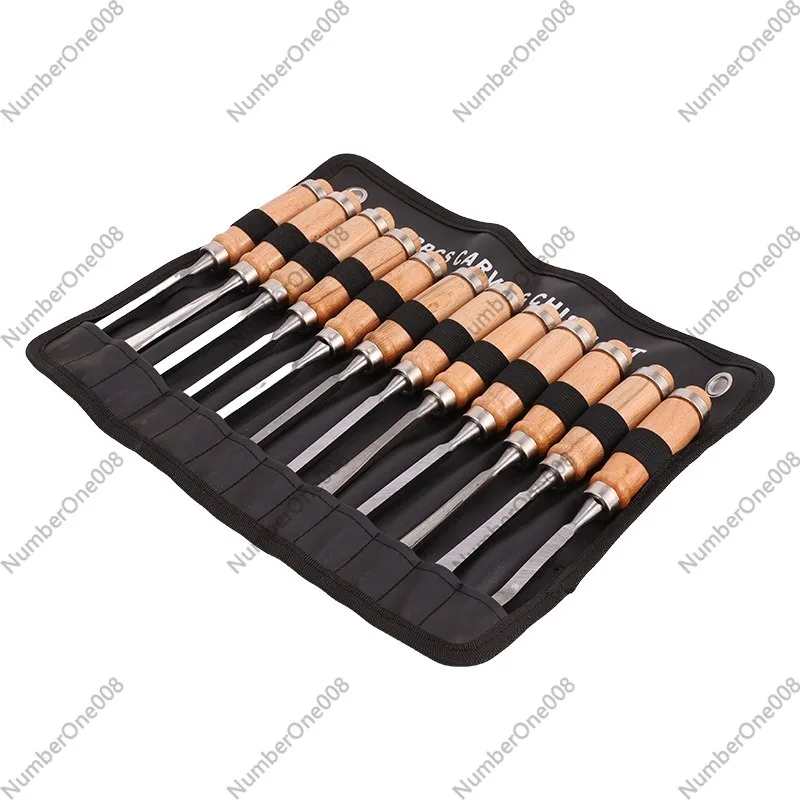 Chisel Set Wood - 12-teiliges Holzschnitzwerkzeug-Set Professionelles Holzmeißel-Set mit Holzgriff