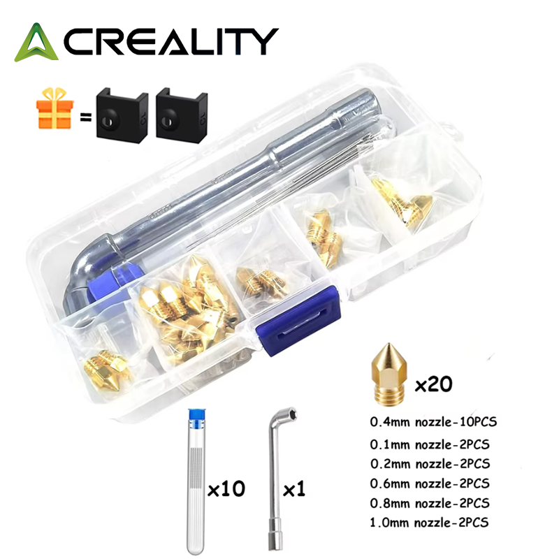 Creality Printer Ender 3 - CREALITY 20 Stück MK8 Messingdüse 0,2/0,4/0,6/0,8/1,0
