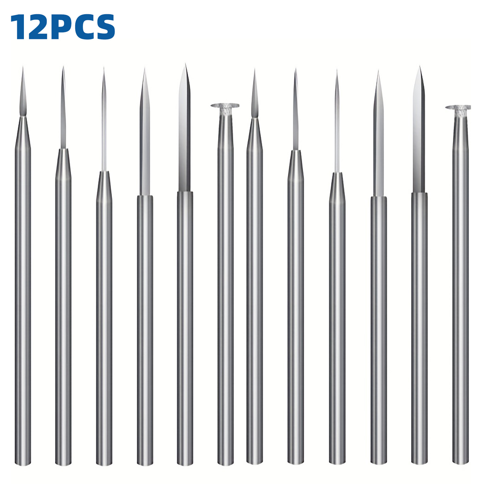 Chisel Set Wood - 12-teiliges Holzschnitz-Bohrerset (3mm Schaft) für Rotationswerkzeuge